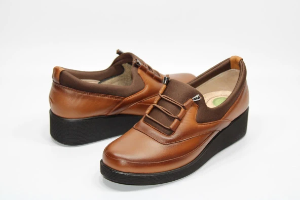 HANIMCA Taba Siyah Rahat Tabanlı Hakiki Deri Ayakkabı - 11