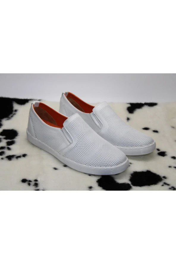 LADYPARK HAKİKİ DERİ DÜZ TABAN BASKILI BAĞSIZ GÜNLÜK ÇARIK AYAKKABI - 5