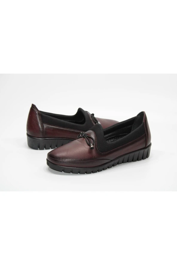 HANIMCA HAKİKİ DERİ TAM ORTOPEDİK DÜZ TABAN ÖNÜ FİYONKLU  AYAKKABI - 2