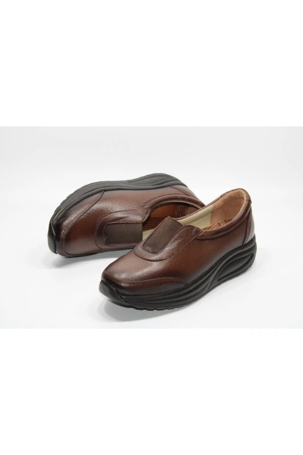 HANIMCA HAKİKİ DERİ ORTOPEDİK DOLGU TABAN SİYAH GÜNLÜK YÜRÜYÜŞ AYAKKABISI - 5