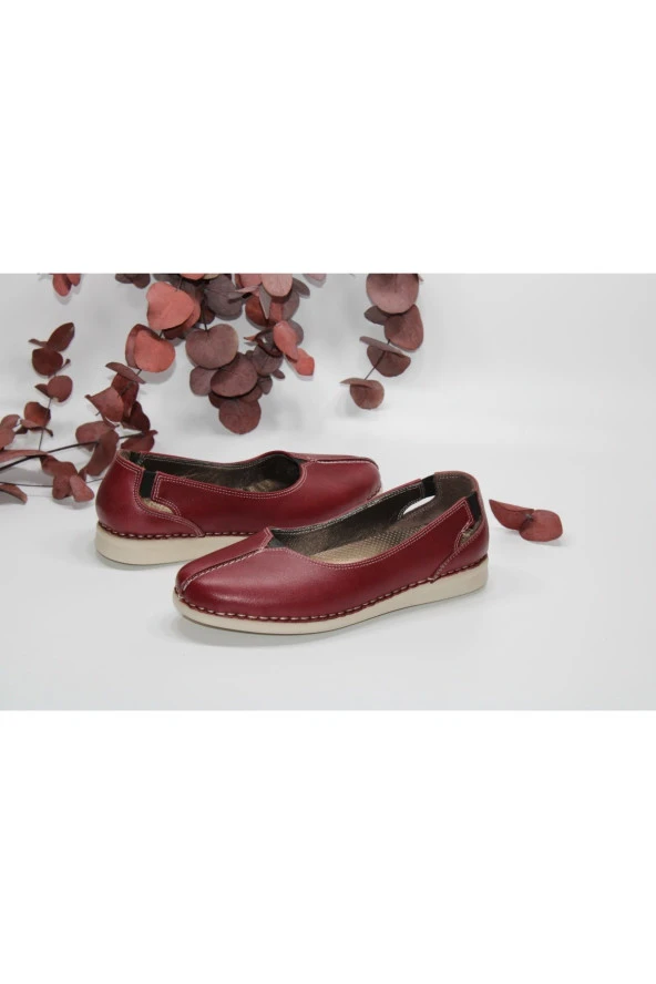 MARYJANE HAKİKİDERİ DÜZ TABAN POLİÜRETAN HAFİF TABAN GÜNLÜK RAHAT AYAKKABI - 3