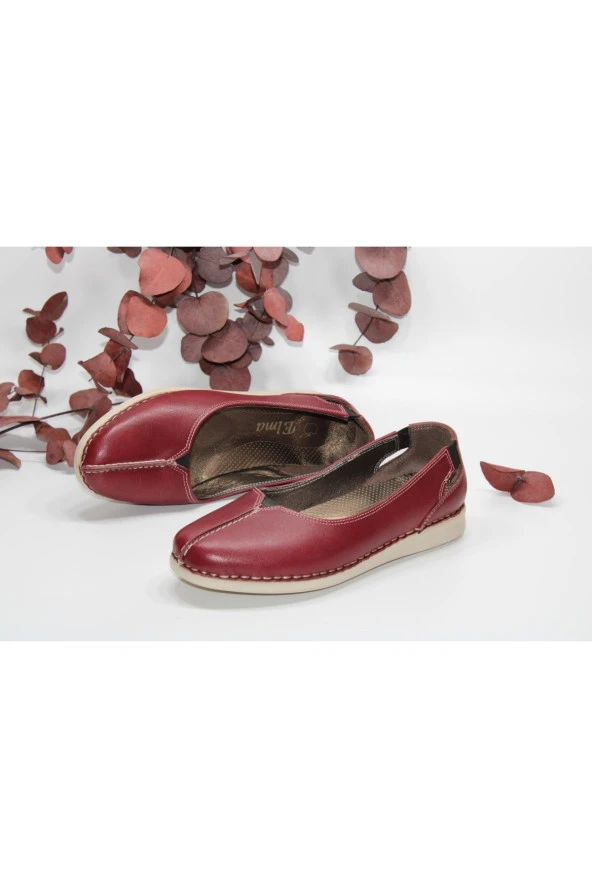 MARYJANE HAKİKİDERİ DÜZ TABAN POLİÜRETAN HAFİF TABAN GÜNLÜK RAHAT AYAKKABI - 4