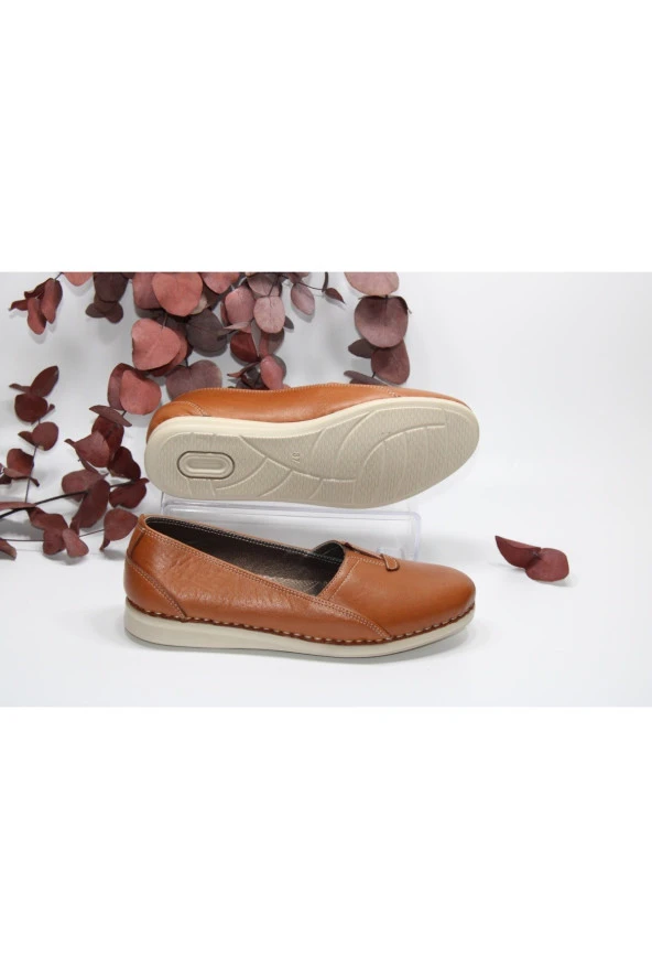 MARYJANE HAKİKİDERİ DÜZ TABAN POLİÜRETAN HAFİF TABAN GÜNLÜK RAHAT AYAKKABI - 6