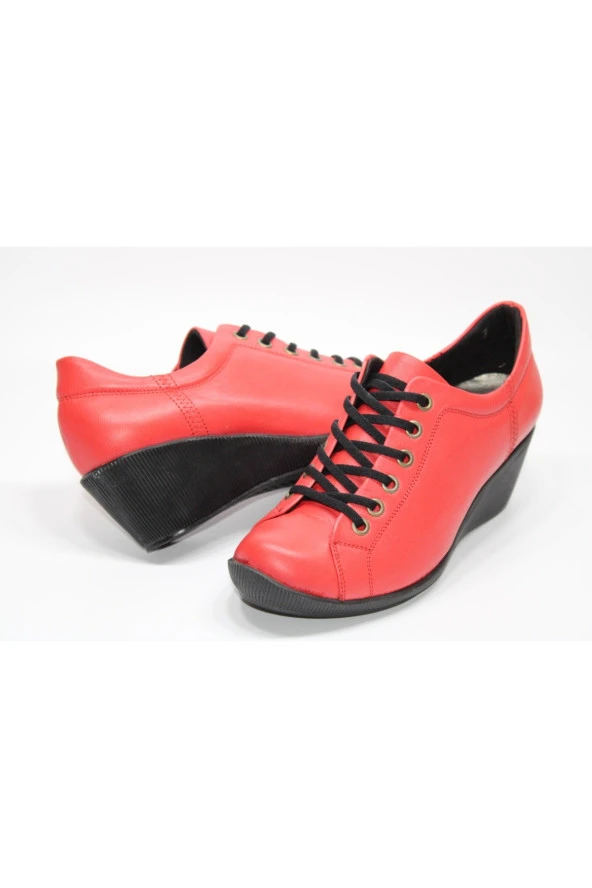 MND HAKİKİDERİ  DOLGU TABAN LASTİK BAĞCIKLI KOLAY GİYİM GÜNLÜK AYAKKABI - 6