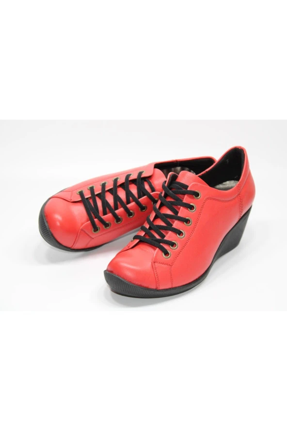 MND HAKİKİDERİ  DOLGU TABAN LASTİK BAĞCIKLI KOLAY GİYİM GÜNLÜK AYAKKABI - 7