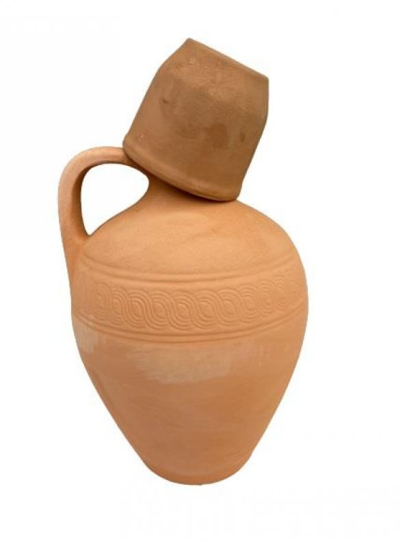 Toprak Testi Sırsız Bardaklı  25 Cm