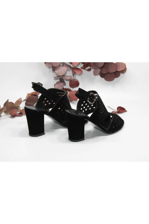 9 CM TOPUK BOYU ÖNÜ VE ARKASI AÇIK GÜNLÜK ABİYE TOPUKLU SANDALET - 4