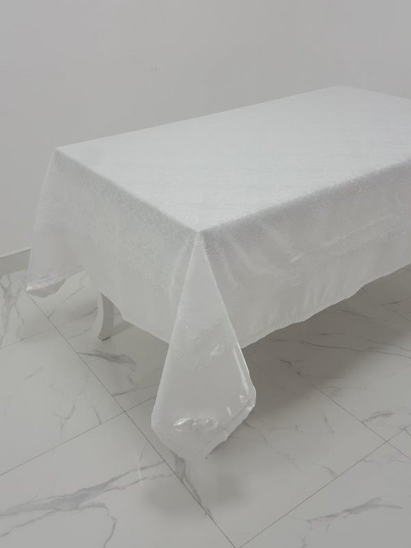 Finezza Catherina Lüx Dantelli Monoray Kumaş Beyaz Masa Örtüsü 170x330 cm - 998 - 2