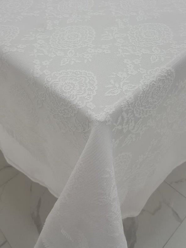 Finezza Catherina Lüx Dantelli Monoray Kumaş Beyaz Masa Örtüsü 170x330 cm - 998 - 3