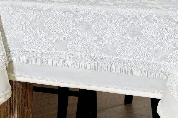 Finezza Catherina Lüx Dantelli Monoray Kumaş Krem Masa Örtüsü 170x230 cm - 999 - 3