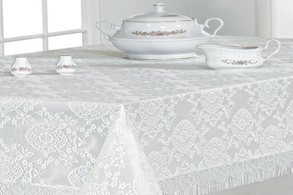 Finezza Catherina Lüx Dantelli Monoray Kumaş Krem Masa Örtüsü 170x230 cm - 999 - 4