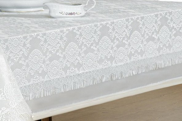 Finezza Catherina Lüx Dantelli Monoray Kumaş Krem Masa Örtüsü 170x230 cm - 999 - 5