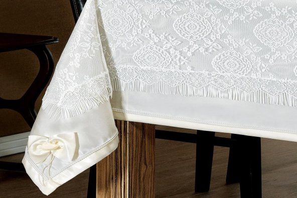 Finezza Catherina Lüx Dantelli Monoray Kumaş Krem Masa Örtüsü 170x230 cm - 999 - 6