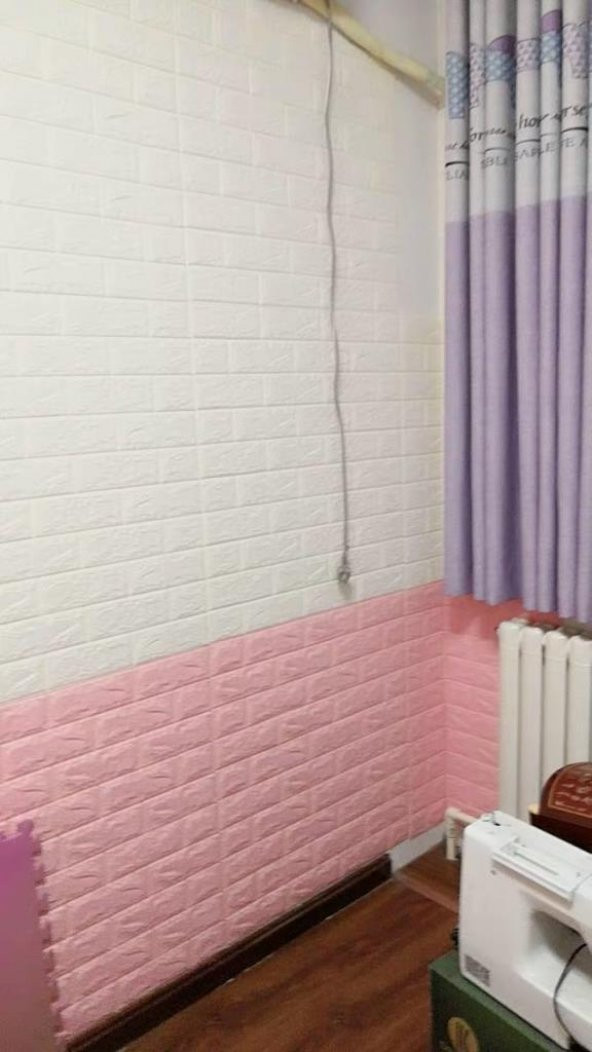 Renkli Duvarlar Kız Çocuk ve Yatak Odası Pembe Yapışkanlı Panel 3D Duvar Kağıdı - Resim 6