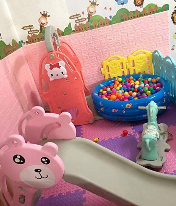 Renkli Duvarlar Kız Çocuk ve Yatak Odası Pembe Yapışkanlı Panel 3D Duvar Kağıdı - Resim 12