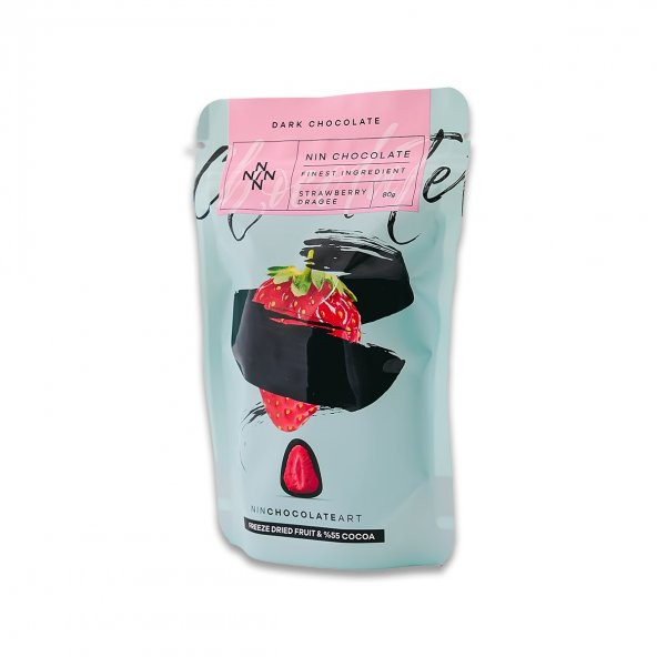 Bitter Çikolata Kaplı Kurutulmuş Çilek Draje 80g - 12