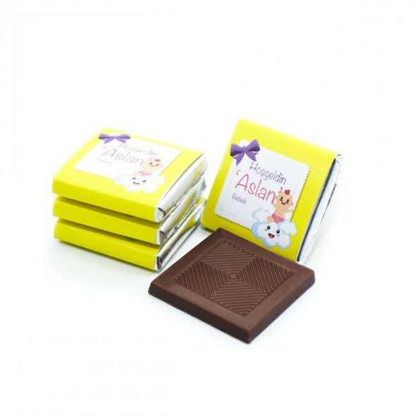 Nin Erkek Bebek Çikolatası Metal Yuvarlak Kutu Sarı Baskılı (80 Adet Napoliten Çikolata) - 6