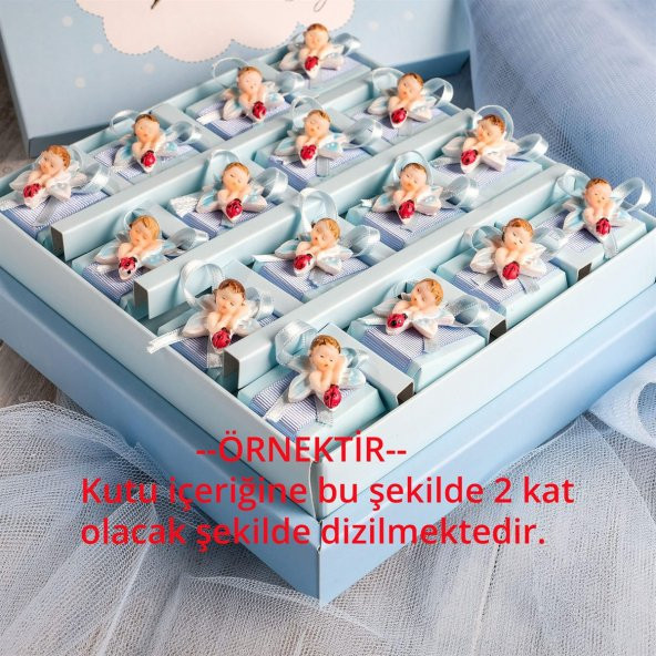 Erkek Bebek Çikolatası Dekorlu Bebek Çikolatası Kutulu (50 Adet) - Resim 3
