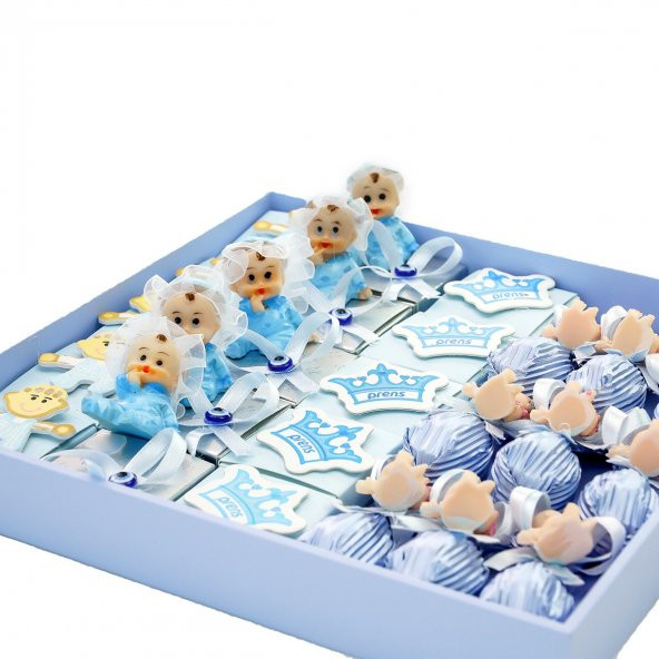 Erkek Bebek Çikolatası Dekorlu Bebek Çikolatası Kutulu (24 Adet) ürün görseli 1