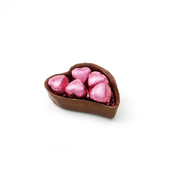 Sütlü Figür Tabanlı Pembe Kalp Çikolata