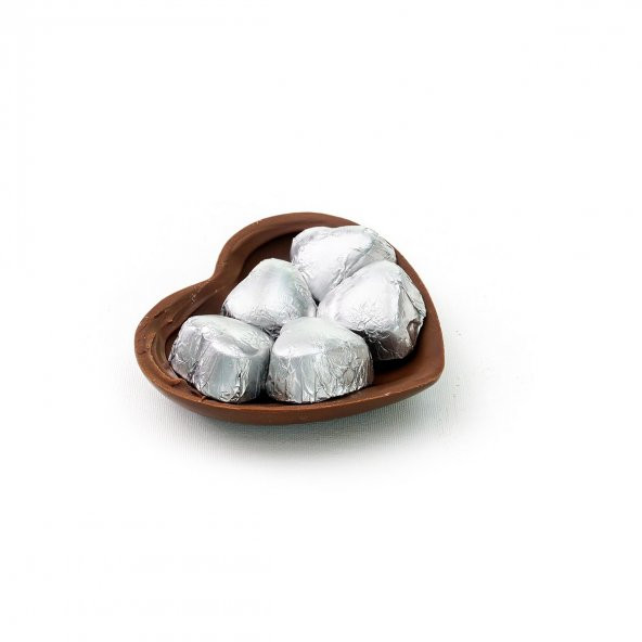 Sütlü Figür Tabanlı Gümüş Kalp Çikolata