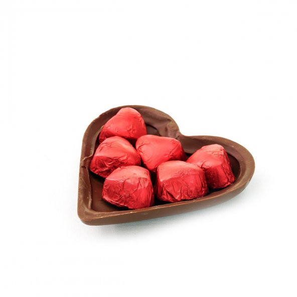 Sütlü Figür Tabanlı Kırmızı Kalp Çikolata