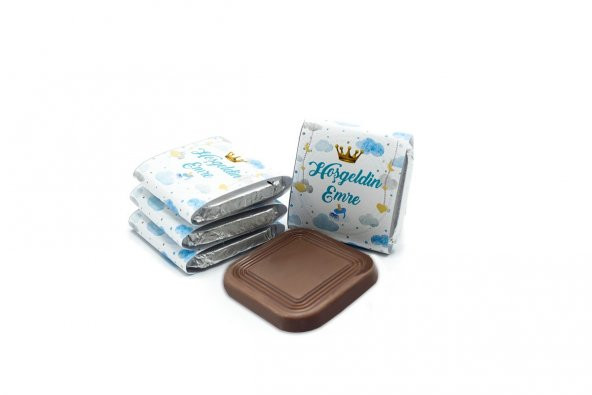 Erkek Bebek Çikolatası 84 Adet Madlen Çikolata Kral Tacı - 3