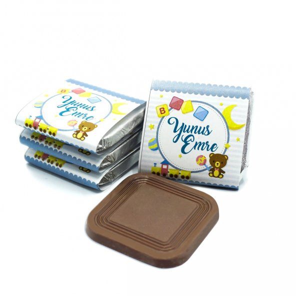 Erkek Bebek Çikolatası 84 Adet Madlen Çikolata Mavi Ayıcık - 4