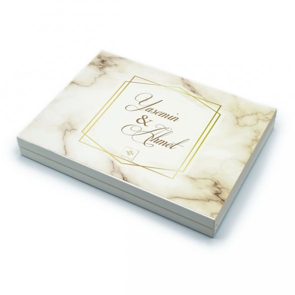 İsme Özel Söz Nişan Çikolatası 72 Adet Madlen Mermer - 2