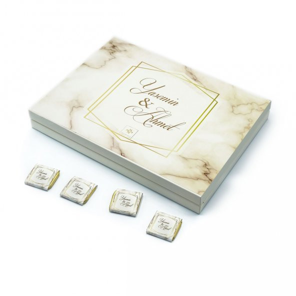 İsme Özel Söz Nişan Çikolatası 72 Adet Madlen Mermer - 3