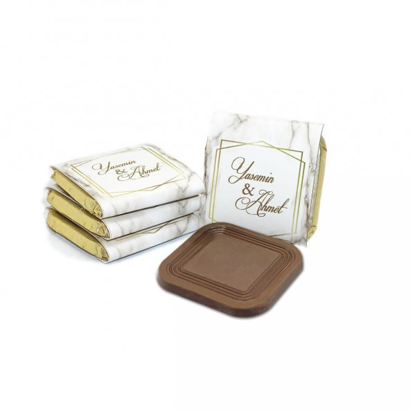 İsme Özel Söz Nişan Çikolatası 72 Adet Madlen Mermer - 4