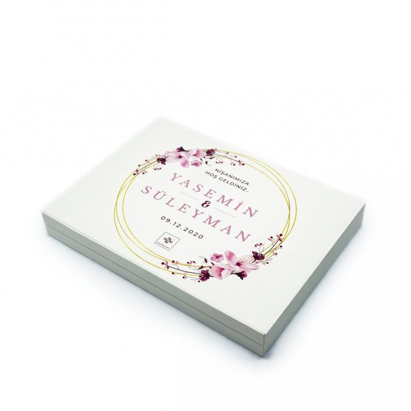 İsme Özel Söz Nişan Çikolatası 72 Adet Madlen Pembe Çiçekli - 3