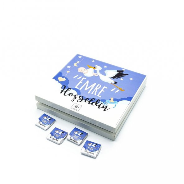 Erkek Bebek Çikolatası 48 Adet Madlen Çikolata Leylek - Resim 3