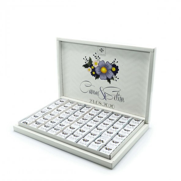 İsme Özel Söz Nişan Çikolatası 162 Adet Napoliten Çiçekli ürün görseli 1