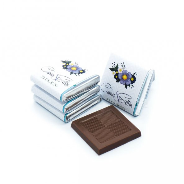 İsme Özel Söz Nişan Çikolatası 162 Adet Napoliten Çiçekli - Resim 3