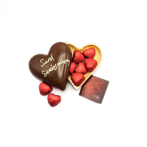 Seni Seviyorum Kalp İçinde Yaldızlı Çikolata