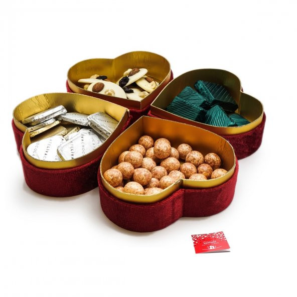 Sevgililer Günü Çikolatası Kadife Yonca Kutu - Resim 3