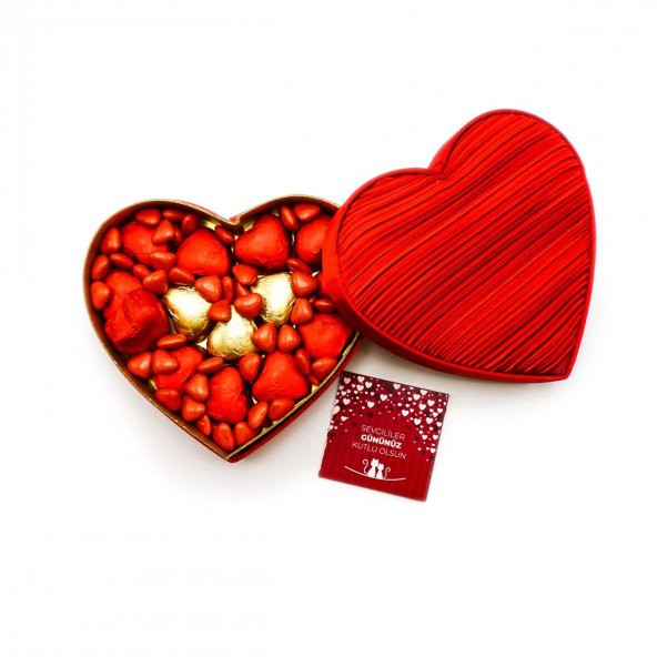 Sevgililer Günü Çikolatası Pileli Kalp Kutu
