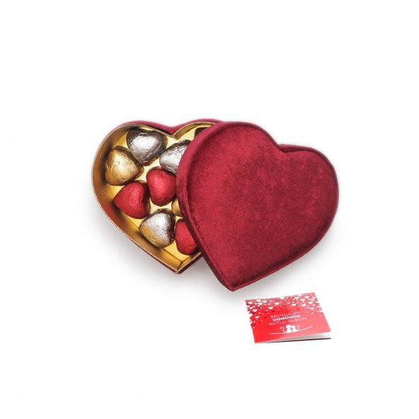 Sevgililer Günü Çikolatası Kalp Kutuda Yaldızlı Kalp Çikolata