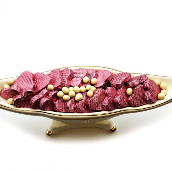 Gondolda Pembe Yaldızlı Kalp Çikolata Söz Nişan Çikolatası 960g - 5