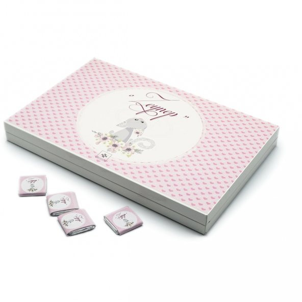 Kız Bebek Çikolatası 162 Adet Napoliten Çikolata Pembe Kedi - 4