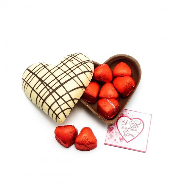 Sevgililer Günü Çikolatası Çizgili Kalp İçinde Çikolata - 2