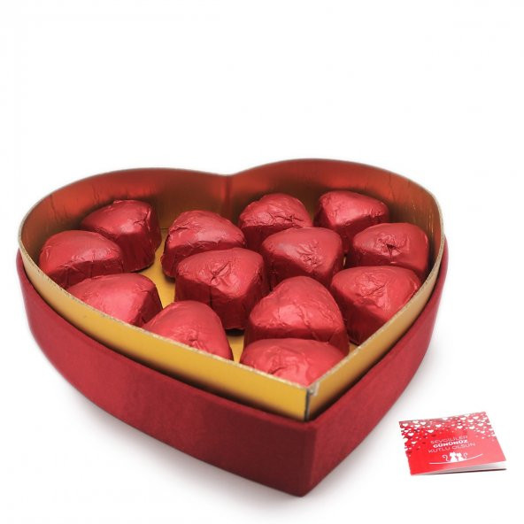 Sevgililer Günü Çikolatası Kalp Kutuda Yaldızlı Çikolata - 3