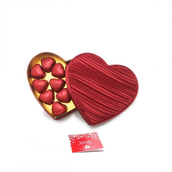 Sevgililer Günü Çikolatası Kalp Kutuda Yaldızlı Çikolata - 4