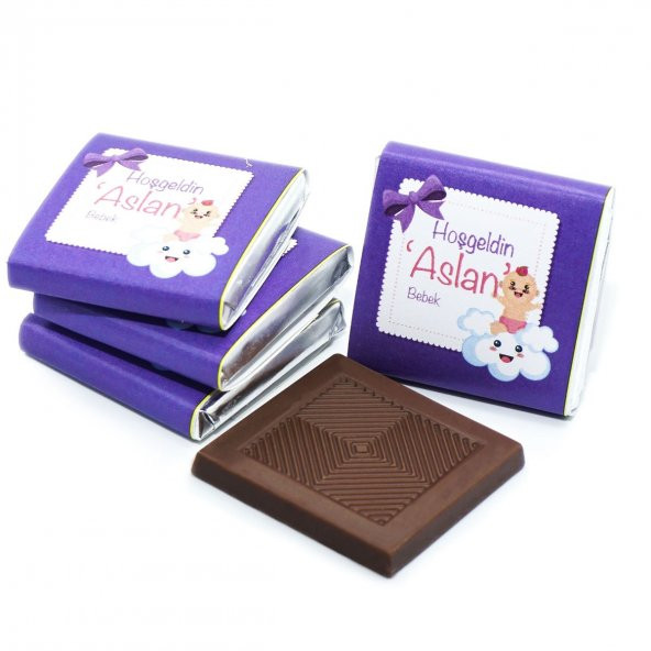 Nin Erkek Bebek Çikolatası Metal Yuvarlak Kutu Mor Baskılı (80 Adet Napoliten Çikolata) - 3