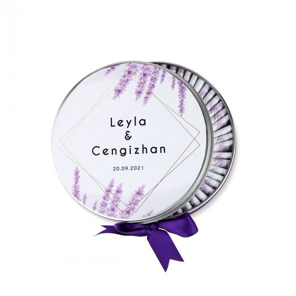 Metal Kutu Söz Nişan Çikolatası Beyaz Leylak( (80 Adet Napoliten Çikolata) - 3