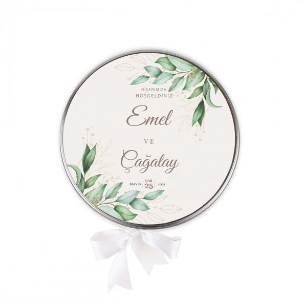 Metal Kutu Söz Nişan Çikolatası Beyaz Yeşil Krem( (80 Adet Napoliten Çikolata) - 4