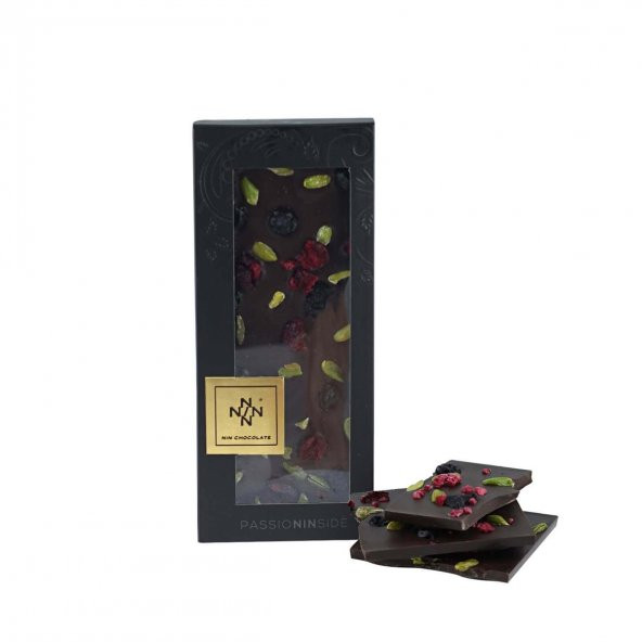Yaban Mersini-Frambuaz-Antep Fıstığı Çikolata Rüyası Bitter Tablet Çikolata 110g - 2