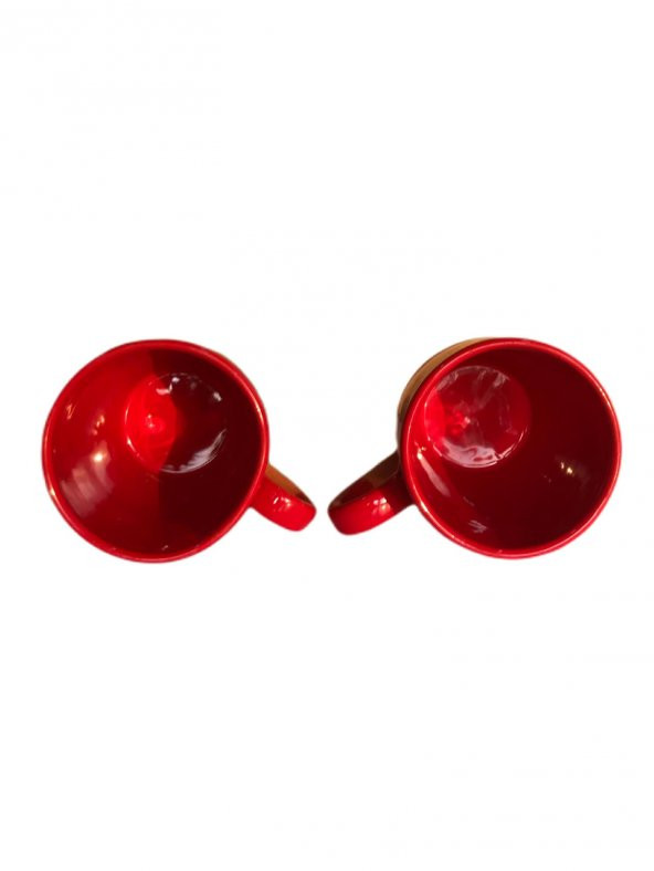 Toprak Bardak Yarım Sırlı Kırmızı 2li - 2