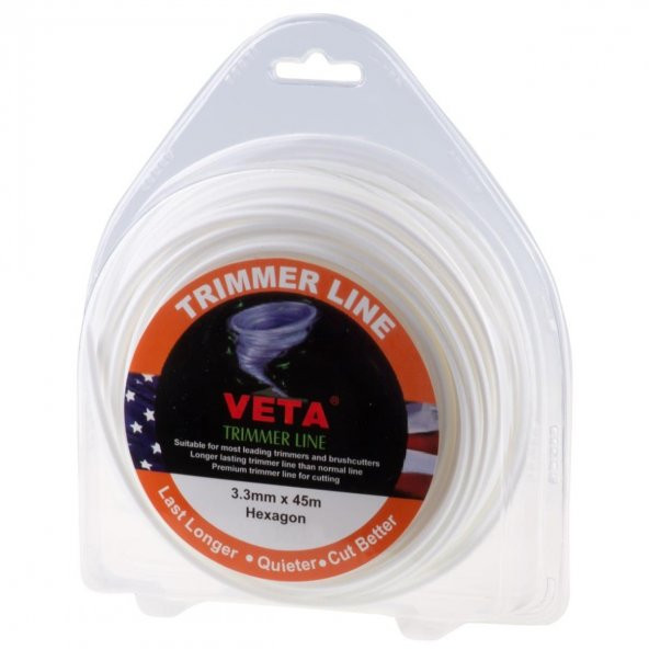 Veta Profesyonel Tırpan Misinası 3.3 mm Beyaz 6 Köşe 45 mt